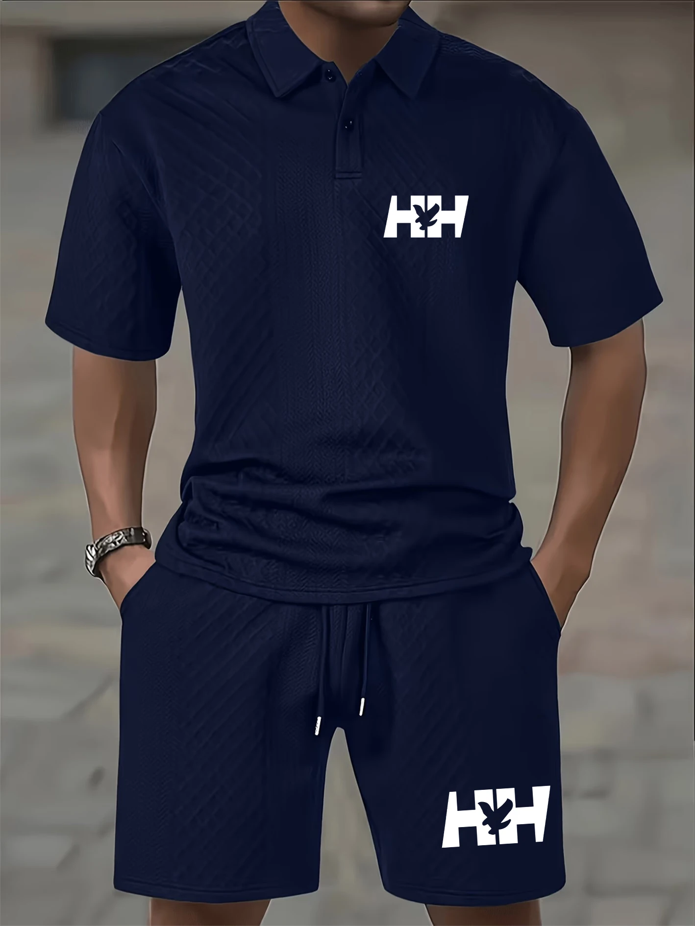 Men's Waffle-Knit Polo Set, Breathable Textured Fabric, Slim-Fit, Two-Button Placket, Versatile for Casual Sports, Office, Da
Men's Waffle-Knit Polo Set, Breathable Textured Fabric, Slim-Fit, Two-Button Placket, Versatile for Casual Sports, Office, Da