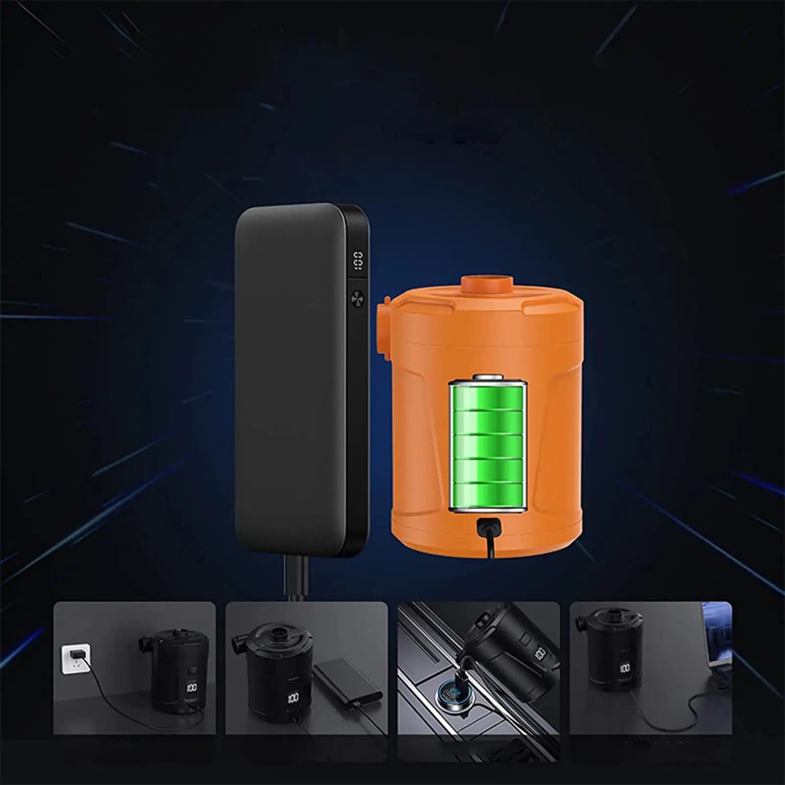 Electric Air Pump Compact Multipurpose Outdoor Camping Inflate and Deflate Air
Electric Air Pump Compact Multipurpose Outdoor Camping Inflate and Deflate Air