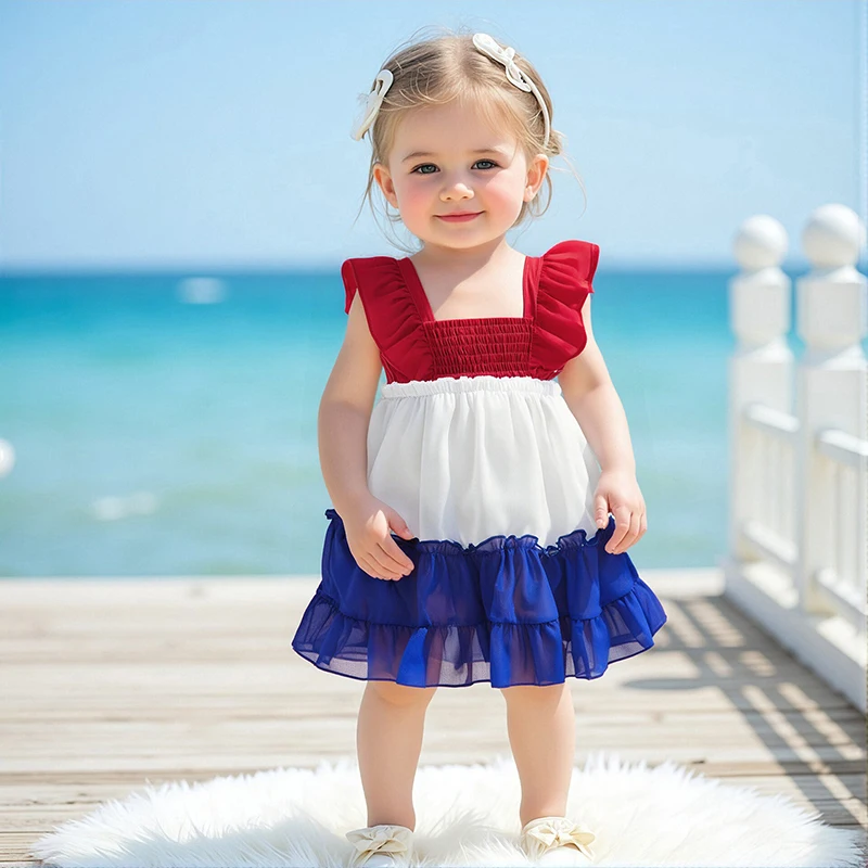 Kids Girls A-line Dress Fly Sleeve Square Collar Contrast Color Casual Summer Dress 4th of July Clothes
Kids Girls A-line Dress Fly Sleeve Square Collar Contrast Color Casual Summer Dress 4th of July Clothes