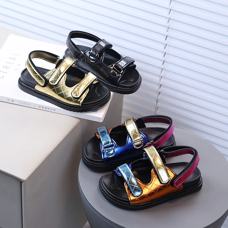 Kids Metallic Quilted Sandals Casual Non-slip Trendy Boys Girls Summer Shoes Open Toe Adjustable Velcro Kids Beach Shoes 26-35
Kids Metallic Quilted Sandals Casual Non-slip Trendy Boys Girls Summer Shoes Open Toe Adjustable Velcro Kids Beach Shoes 26-35