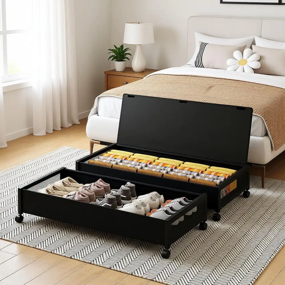 Large 36 Rolling Underbed Storage Containers with Wheels, 7.3 High Shoe Storage, Black
Large 36 Rolling Underbed Storage Containers with Wheels, 7.3 High Shoe Storage, Black
