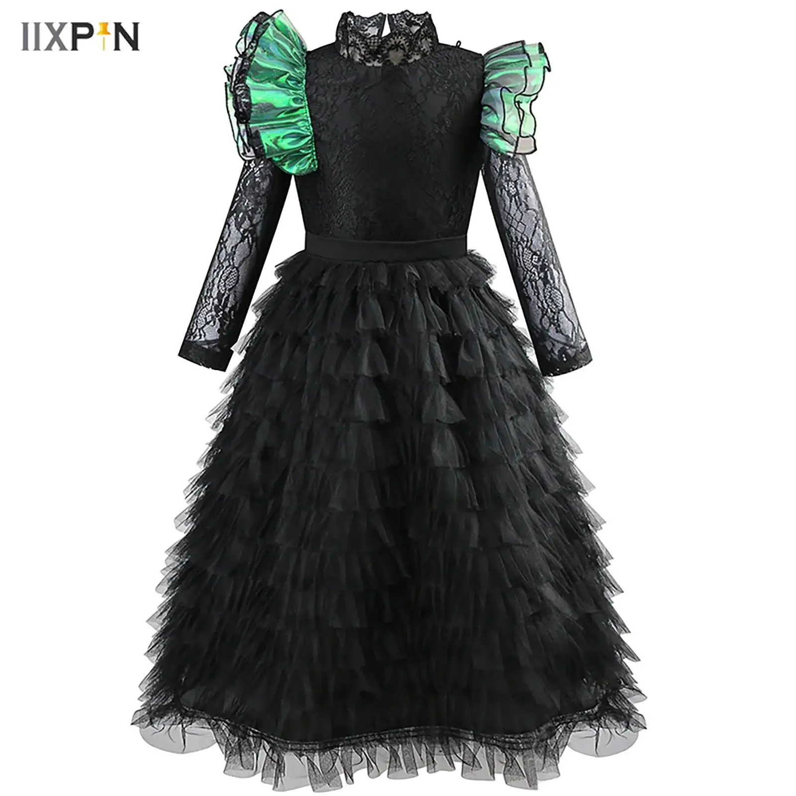 Halloween Witch Cosplay Costume for Kids Girls Ruffled Sleeve Lace Long Sleeve Puffy Dress with Matched Cape Christmas Party
Halloween Witch Cosplay Costume for Kids Girls Ruffled Sleeve Lace Long Sleeve Puffy Dress with Matched Cape Christmas Party