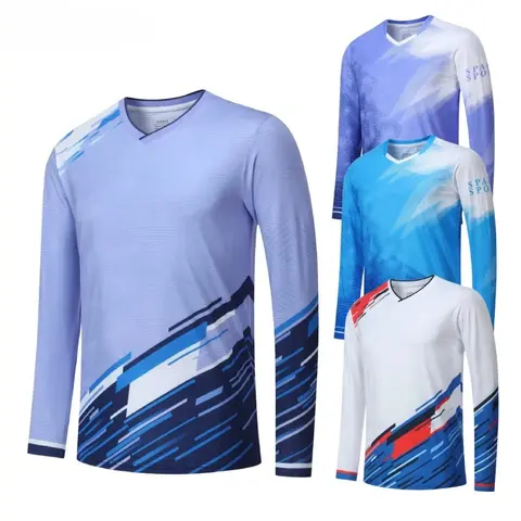 Autumn Men Women Badminton Long Sleeve Tennis Uniform Tops Sports Table Tennis Jersey Quick Drying Couple Ping Pong T-shirts