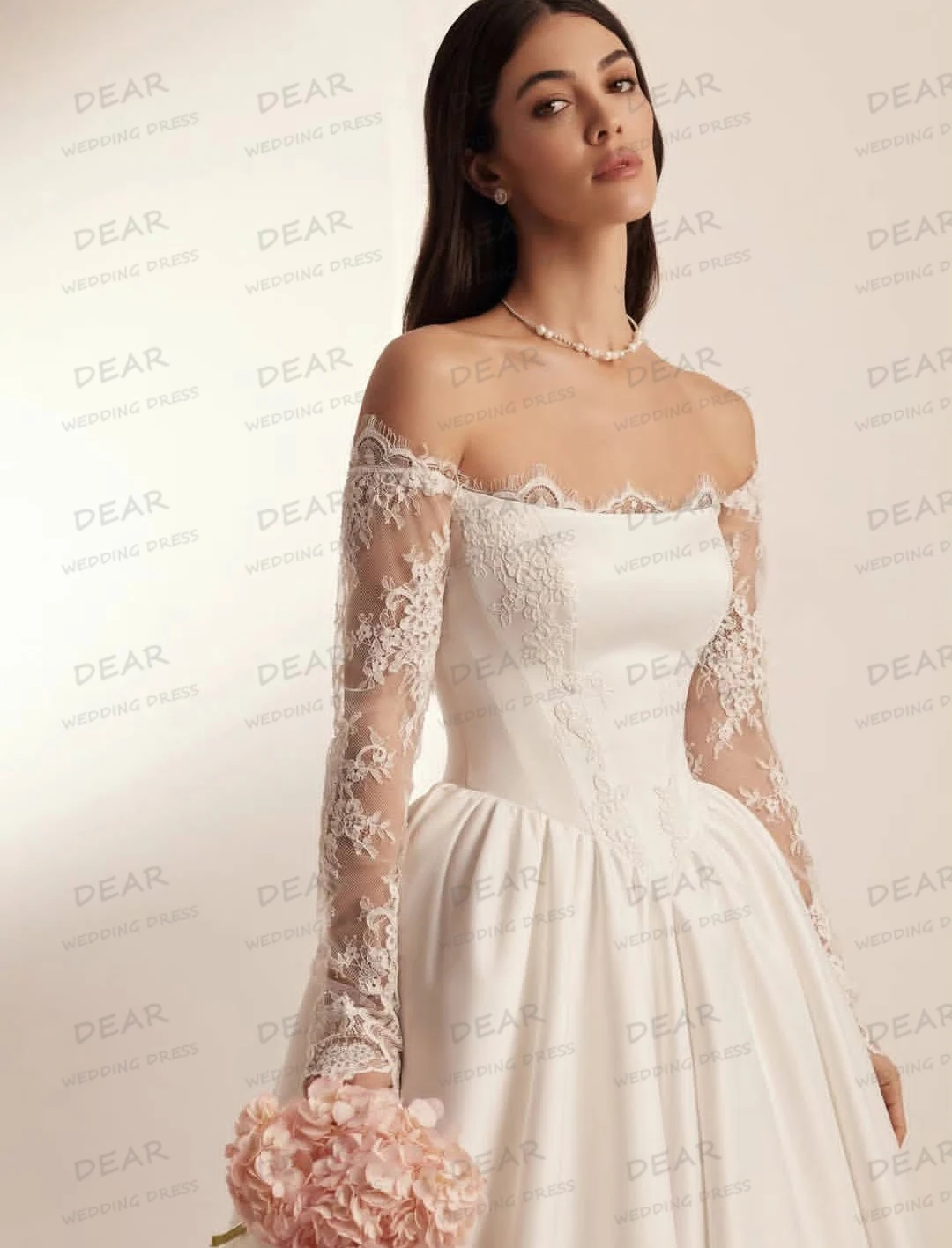 Simple Sexy Formal Customized Wedding Dresses Satin Women's A Line Bride Gowns Boat Neck Lace Long Sleeve Vestidos De Novia Gala
Simple Sexy Formal Customized Wedding Dresses Satin Women's A Line Bride Gowns Boat Neck Lace Long Sleeve Vestidos De Novia Gala