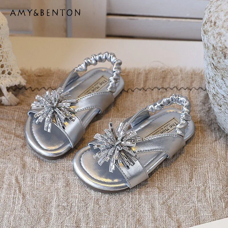 Kids Summer Beach Sandals Shiny Rhinestone Firework Ornament Elastic Back Band Open Toe Flat Princess Footwear Girls Shoes
Kids Summer Beach Sandals Shiny Rhinestone Firework Ornament Elastic Back Band Open Toe Flat Princess Footwear Girls Shoes