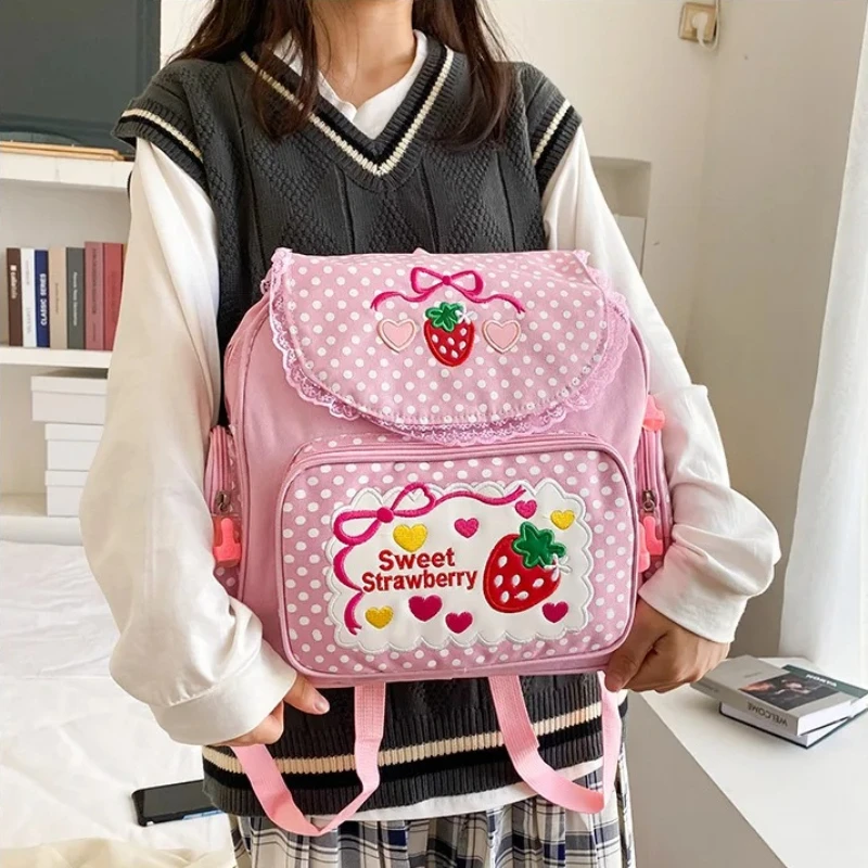 Pink Girl Embroidery Strawberry Children's Schoolbag Student Birthday Gift 2026 New Japanese Cartoon Pink Backpack Book Bags
Pink Girl Embroidery Strawberry Children's Schoolbag Student Birthday Gift 2026 New Japanese Cartoon Pink Backpack Book Bags