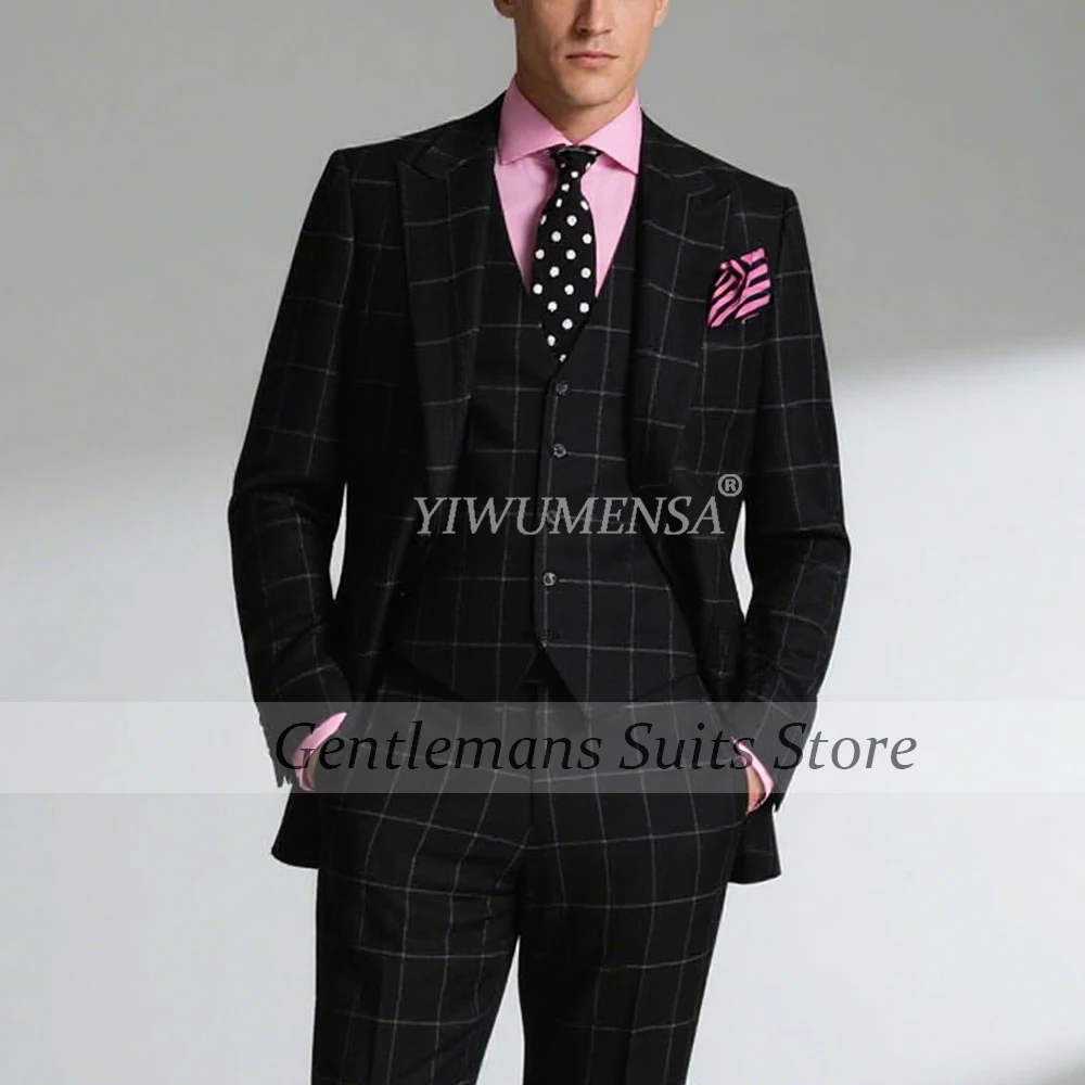 Classic Plaid Business Suits Men Single Breasted Prom Tuxedo Customized 3 Pieces Groom Banquet Clothing costume homme luxe 2025
Classic Plaid Business Suits Men Single Breasted Prom Tuxedo Customized 3 Pieces Groom Banquet Clothing costume homme luxe 2025