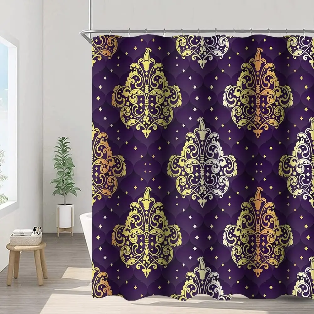 Purple Gold Shower Curtain Damask Pattern Bathroom Decor Waterproof Bath Linen Royal Design Home Accessories Luxury Style
Purple Gold Shower Curtain Damask Pattern Bathroom Decor Waterproof Bath Linen Royal Design Home Accessories Luxury Style