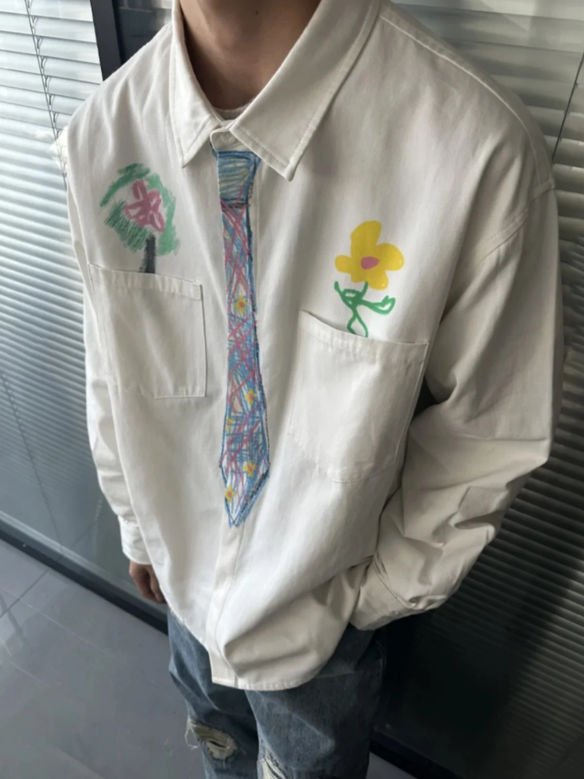Hand-Painted White Long-Sve Men's irt with Tie Spring 2025 New Sle Casual Faionable Polyester/Nylon Blend Fibre
Hand-Painted White Long-Sve Men's irt with Tie Spring 2025 New Sle Casual Faionable Polyester/Nylon Blend Fibre