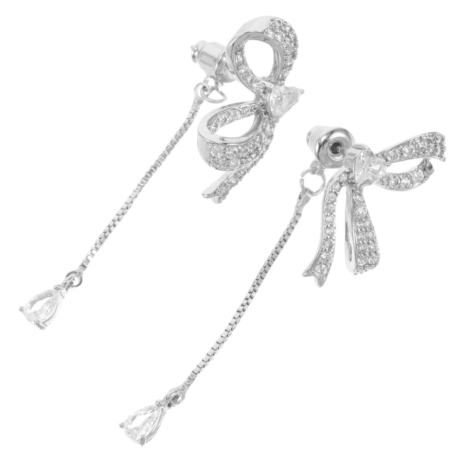 Bow Earrings Cute Drop Tassel Silver for Women Sparkly Jewelry Rhinestones Ribbon Crystal
Bow Earrings Cute Drop Tassel Silver for Women Sparkly Jewelry Rhinestones Ribbon Crystal