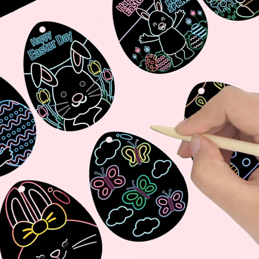 Kids Colourful Scratching Egg Set Creative Graffiti Painting Scratch Cards Hanging Decorations With Bamboo Pen Scratch Painting
Kids Colourful Scratching Egg Set Creative Graffiti Painting Scratch Cards Hanging Decorations With Bamboo Pen Scratch Painting