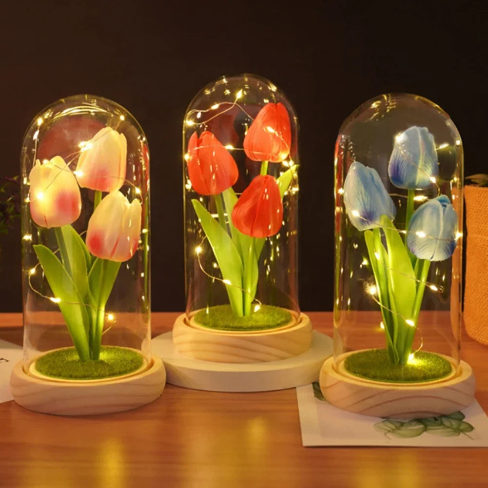 Tulip Gift For Girlfriend PU Simulation Tulip Night Light Gift With Glass Cover Decoration Creative Valentine's Day Gift Festive
Tulip Gift For Girlfriend PU Simulation Tulip Night Light Gift With Glass Cover Decoration Creative Valentine's Day Gift Festive