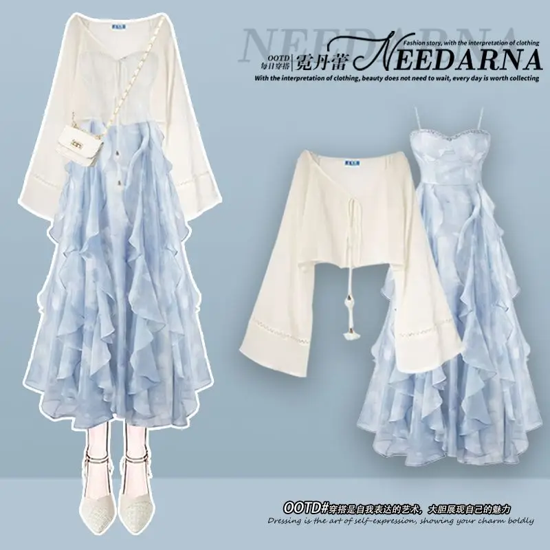 Summer Women's Two Piece Casual Long Sleeve Shirt Women's Suit Fashion Female Maxi Skirts 2 Piece Sets
Summer Women's Two Piece Casual Long Sleeve Shirt Women's Suit Fashion Female Maxi Skirts 2 Piece Sets