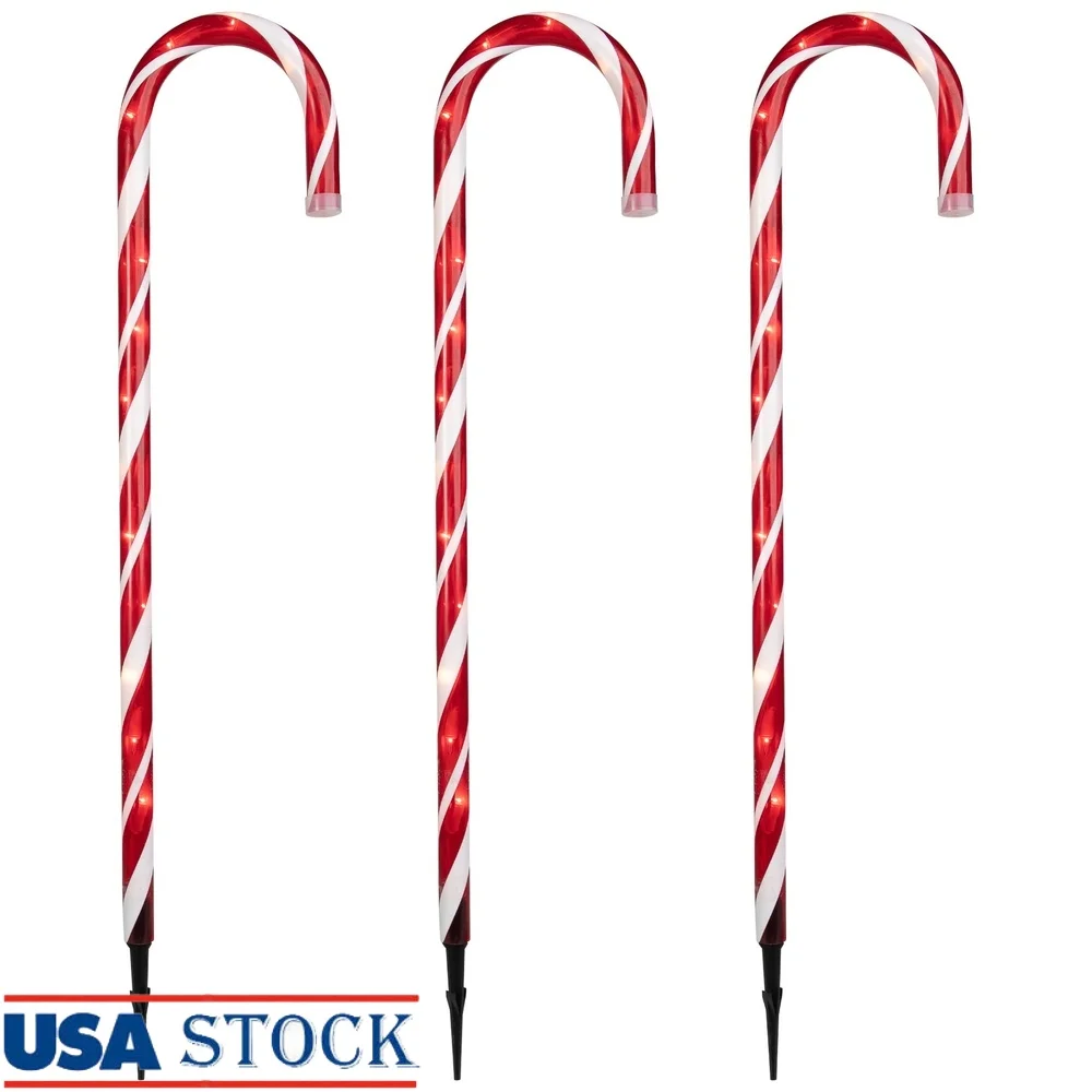 Набор из 3 маркеров для рождественской дорожки Candy Cane на открытом воздухе с 5 мини-лампочками, заземляющие колья, концы-концевые соединители, простая сборка, UL
Набор из 3 маркеров для рождественской дорожки Candy Cane на открытом воздухе с 5 мини-лампочками, заземляющие колья, концы-концевые соединители, простая сборка, UL