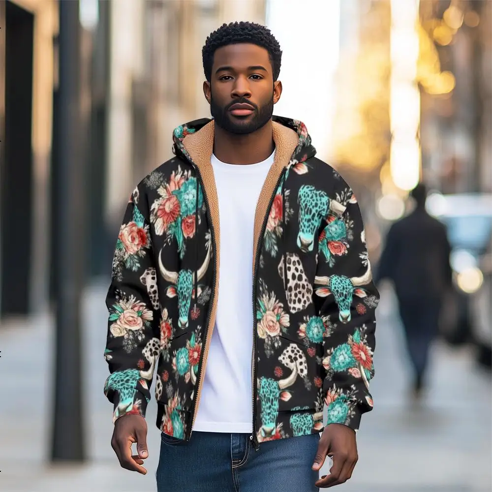 New Fashionable Men's Hooded Jacket with Unique Print Design and Pockets Thick Edition Suitable for Autumn and Winter
New Fashionable Men's Hooded Jacket with Unique Print Design and Pockets Thick Edition Suitable for Autumn and Winter