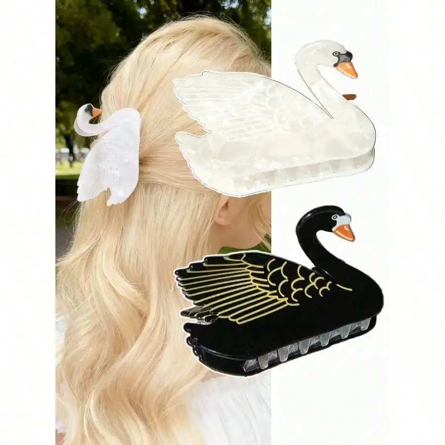 Spring Women's White Swan Acrylic Hair Claw. Sweet elegant cartoon animal ponytail clip. Perfect for daily, party, wedding & styling.
Spring Women's White Swan Acrylic Hair Claw. Sweet elegant cartoon animal ponytail clip. Perfect for daily, party, wedding & styling.