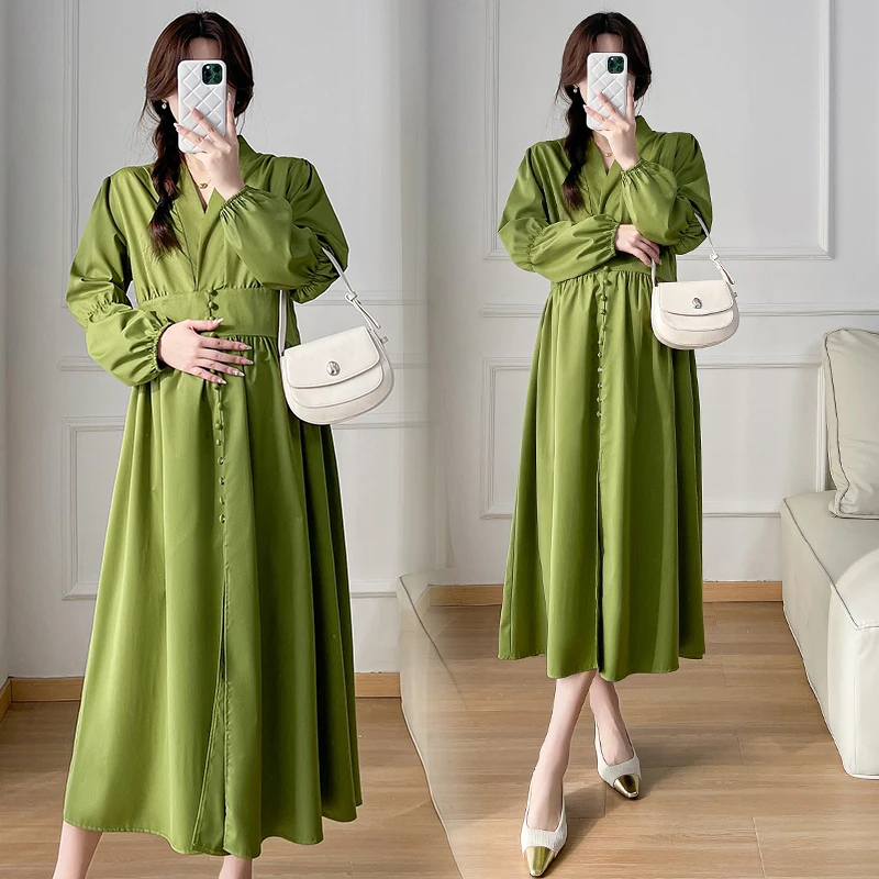 2024 Spring Long Loose Pregnant Women's Green Dress Lantern Sleeved V-Neck High Maternity Dresses Plus Size Pregnancy Clothes
2024 Spring Long Loose Pregnant Women's Green Dress Lantern Sleeved V-Neck High Maternity Dresses Plus Size Pregnancy Clothes