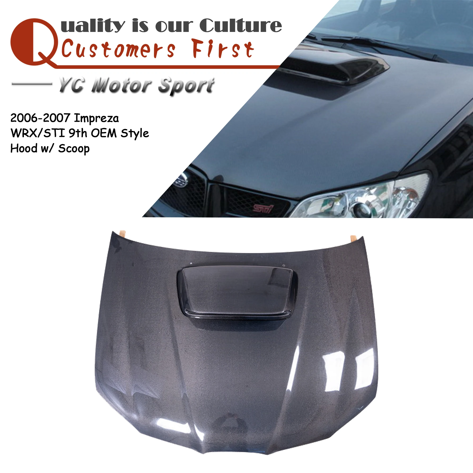 OEM Style Carbon Fiber Hood w/ Scoop Bonnet Engine Cover For 2006-2007 Impreza WRX STI 9th
OEM Style Carbon Fiber Hood w/ Scoop Bonnet Engine Cover For 2006-2007 Impreza WRX STI 9th