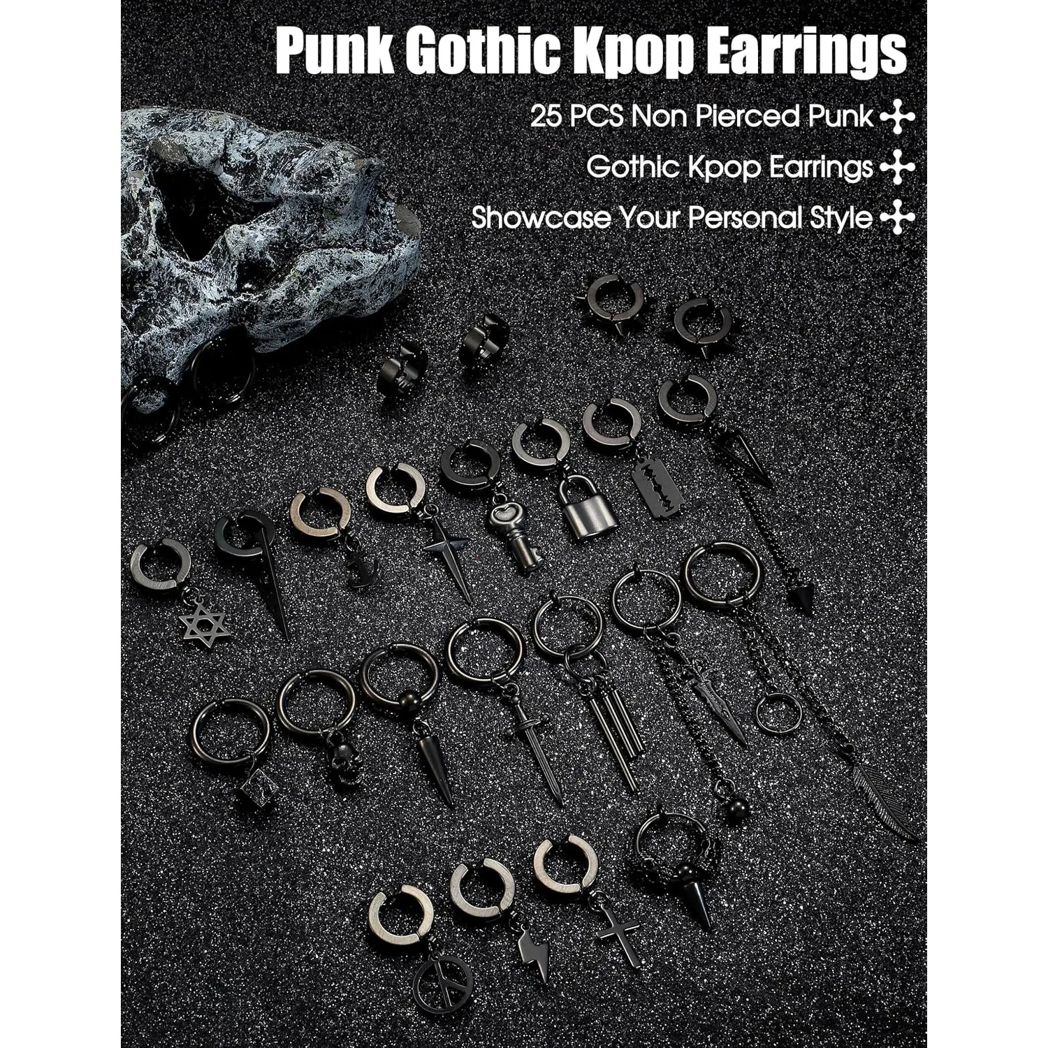 ORAZIO 25 Ear Clips for Men Steel Cross Chain Dangle Earrings Black Huggie Non Pierced Punk Gothic Kpop Set Fake Hoop Earrings
ORAZIO 25 Ear Clips for Men Steel Cross Chain Dangle Earrings Black Huggie Non Pierced Punk Gothic Kpop Set Fake Hoop Earrings