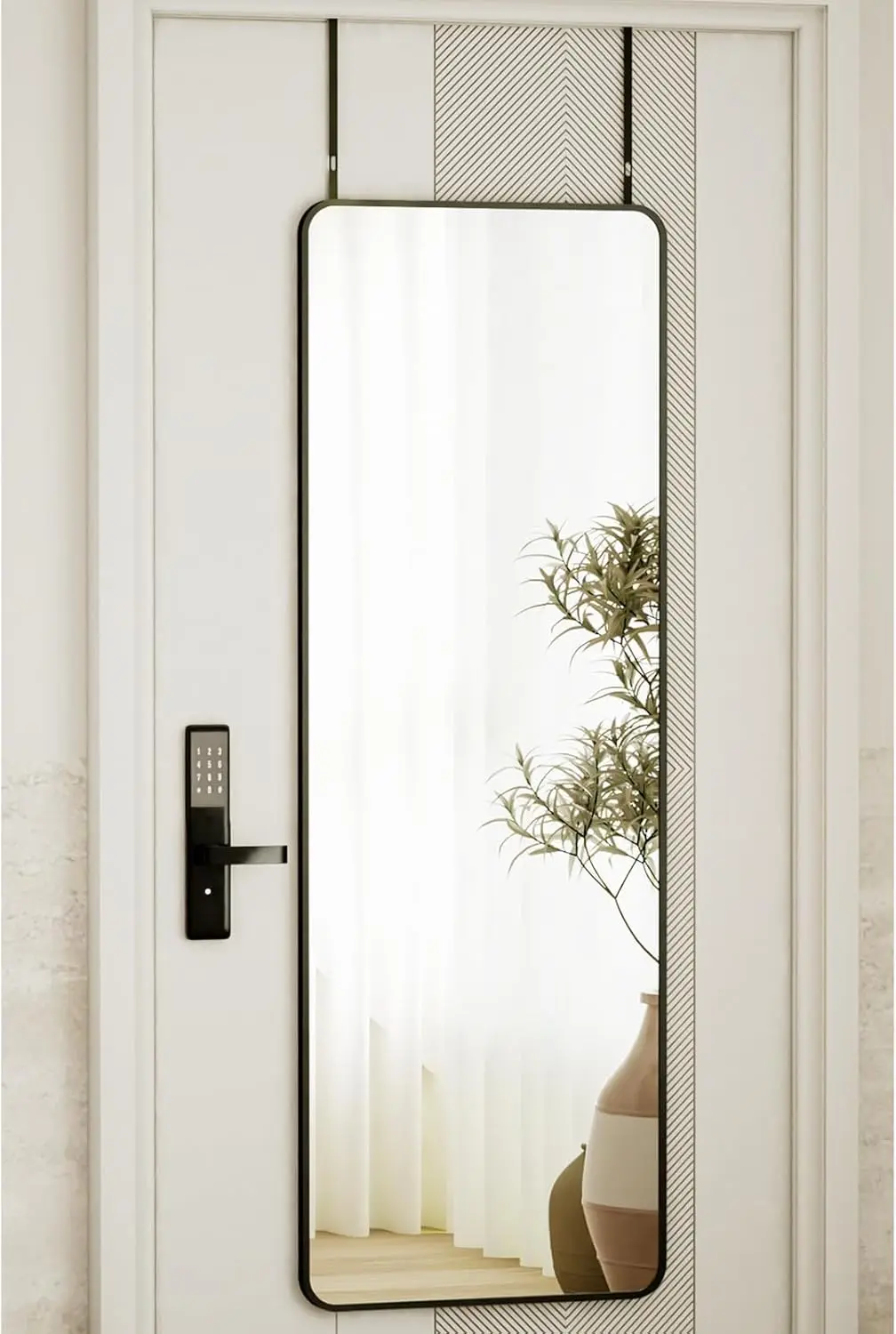 Full-Length Over-The-Door Mirror with Adjustable Height, Shatterproof Glass for Dorm and Bedroom, Black
Full-Length Over-The-Door Mirror with Adjustable Height, Shatterproof Glass for Dorm and Bedroom, Black