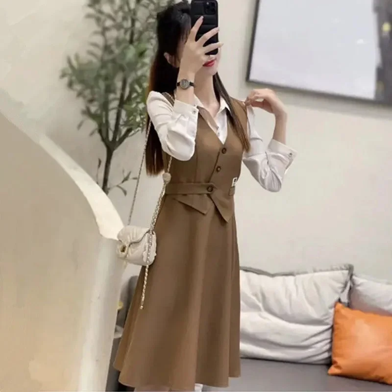 Design Sense Women Fake Two Pieces Vestidos Spring Autumn Lady Patchwork Maxi Dress 2025 French Female Long Sleeves Long Dresses
Design Sense Women Fake Two Pieces Vestidos Spring Autumn Lady Patchwork Maxi Dress 2025 French Female Long Sleeves Long Dresses
