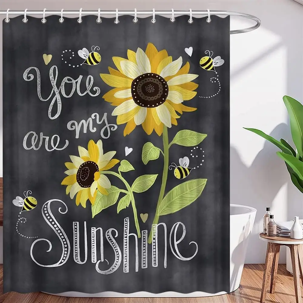 Занавеска для душа в деревенском стиле с подсолнухом и пчелой You are My Sunshine, винтажная желтая подсолнух, серая ретро тканевая занавеска для ванной комнаты, декоративная занавеска
Занавеска для душа в деревенском стиле с подсолнухом и пчелой You are My Sunshine, винтажная желтая подсолнух, серая ретро тканевая занавеска для ванной комнаты, декоративная занавеска
