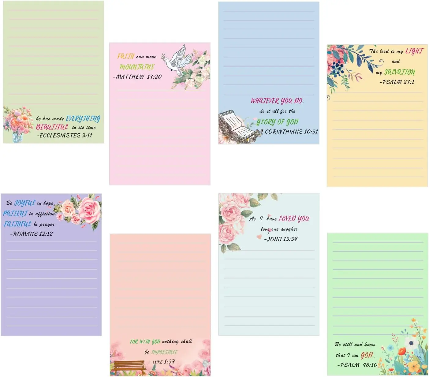 English Bible Sticky Notes 8 Pack Christian Notepads Inspirational Pads Religious Bible Verse Positive Quotes Notepads
English Bible Sticky Notes 8 Pack Christian Notepads Inspirational Pads Religious Bible Verse Positive Quotes Notepads