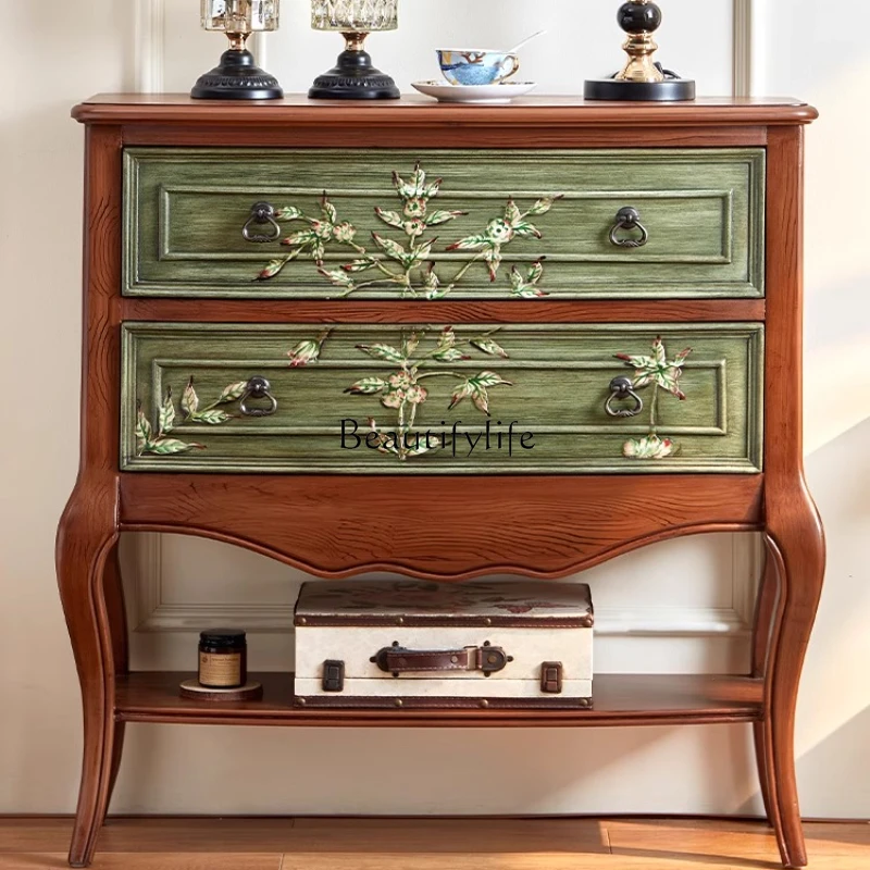 American retro painted two chest cabinets, entrance cabinets, living room decoration cabinets
American retro painted two chest cabinets, entrance cabinets, living room decoration cabinets