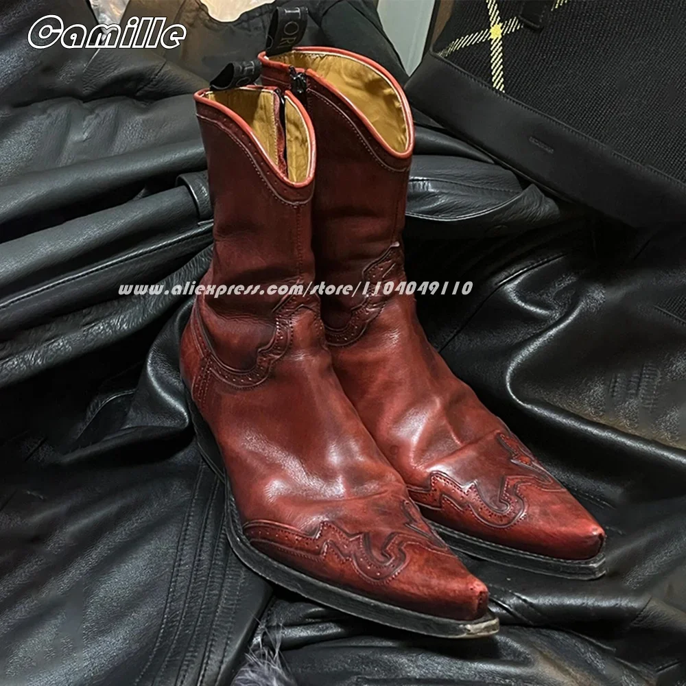 Retro Genuine Leather Short Barrel Side Zipper Lady Boots Pointed Toe Embroidered Short Boots Versatile Fashion Comfortable Boot
Retro Genuine Leather Short Barrel Side Zipper Lady Boots Pointed Toe Embroidered Short Boots Versatile Fashion Comfortable Boot