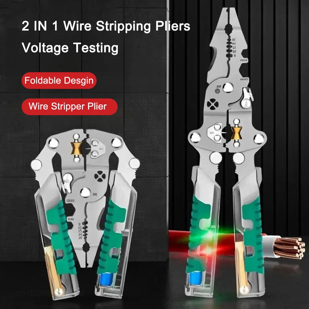 Foldalbe Wire Stripping Pliers Voltage Testing Cable Cutting Crimping Pliers Multifunctional Wire Stripper Electrician Pliers
Foldalbe Wire Stripping Pliers Voltage Testing Cable Cutting Crimping Pliers Multifunctional Wire Stripper Electrician Pliers