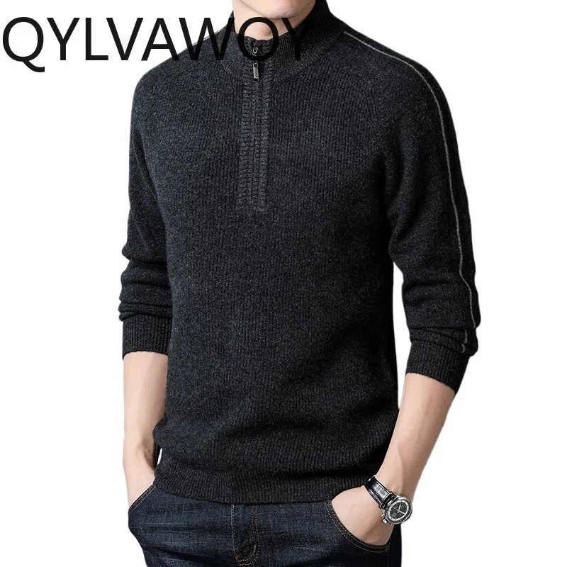 QYLVAWOY Fashion 100% Wool Knit Sweater for Man Clothes Stand Collar Zipper Pure Woolen Pullover Herren Warm Base Shirt Tops 니트
QYLVAWOY Fashion 100% Wool Knit Sweater for Man Clothes Stand Collar Zipper Pure Woolen Pullover Herren Warm Base Shirt Tops 니트