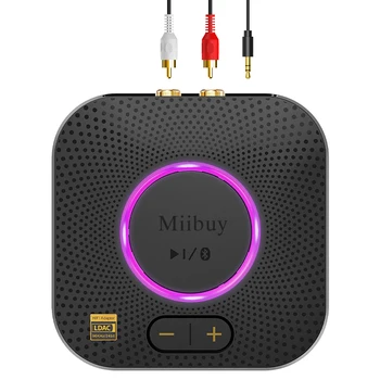 High Pass Bluetooth 5.2 Receiver LDAC Volume SBC,AAC,aptx,aptxLL,aptxHD,,LDAC(up to 990 kbps/LPCM 96kHz/24bit) RCA 3.5mm Audio