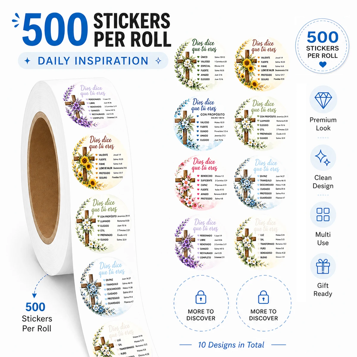 500 Pcs Spanish Bible Verse Stickers Roll Inspirational Scripture Round Labels Christian Faith Floral Cross Stickers
500 Pcs Spanish Bible Verse Stickers Roll Inspirational Scripture Round Labels Christian Faith Floral Cross Stickers