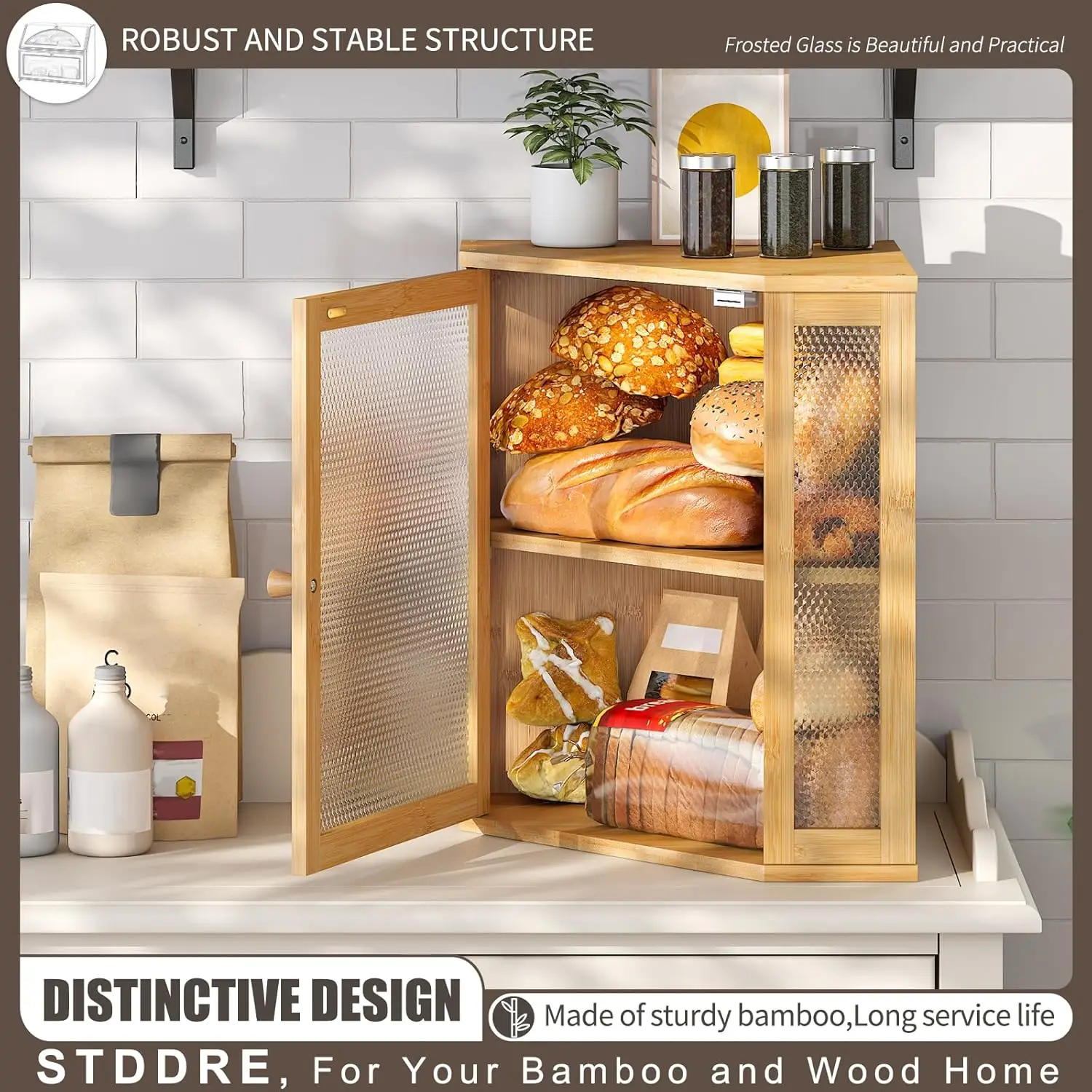 Corner Bread Box Kitchen Countertop Extra Large Capacity Farmhouse Bread Box,Corner Countertop Storage,Double Layer Bread Holder
Corner Bread Box Kitchen Countertop Extra Large Capacity Farmhouse Bread Box,Corner Countertop Storage,Double Layer Bread Holder