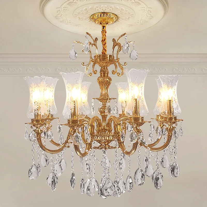 European Retro Brass Crystal Pendant Lights French Wedding Decor Foyer Living Room Dinning Table Copper Glass Chandelier
European Retro Brass Crystal Pendant Lights French Wedding Decor Foyer Living Room Dinning Table Copper Glass Chandelier