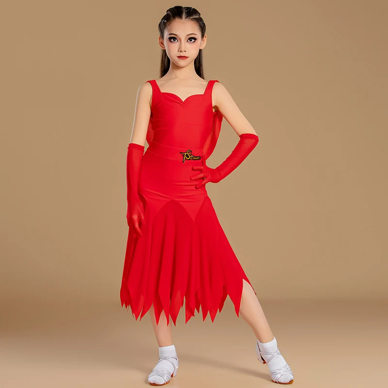 Latin Dance Performance Dress Girl Red Split Irregular Skirts Practice Clothes Chacha Tango Latin Dance Competition Wear DN20366
Latin Dance Performance Dress Girl Red Split Irregular Skirts Practice Clothes Chacha Tango Latin Dance Competition Wear DN20366