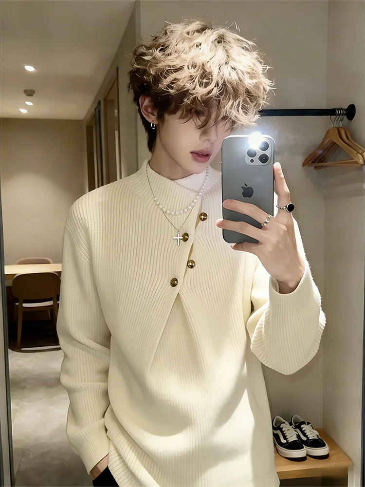 Loose Fit High Ne Irregular Knitwear for Men Autumn Winter Casual Sle Inner Wear Comfortable Polyester Fiber Long Sve
Loose Fit High Ne Irregular Knitwear for Men Autumn Winter Casual Sle Inner Wear Comfortable Polyester Fiber Long Sve