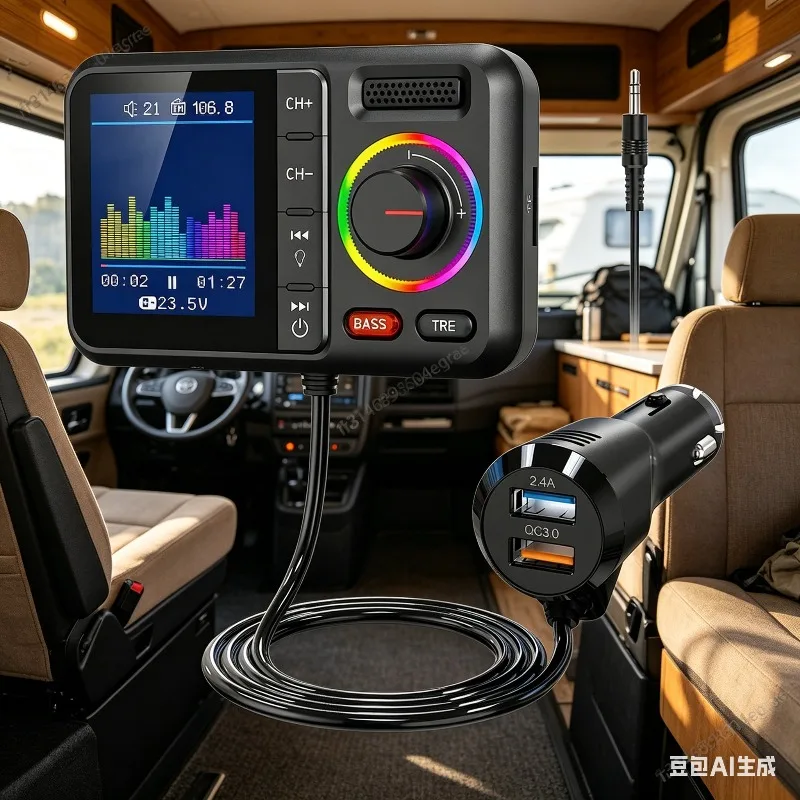 Wireless Car FM Modulator Big Color Screen 2.4A QC3.0 Dual USB Fast Charging Hands-Free Call AUX MP3 Music Player
Wireless Car FM Modulator Big Color Screen 2.4A QC3.0 Dual USB Fast Charging Hands-Free Call AUX MP3 Music Player
