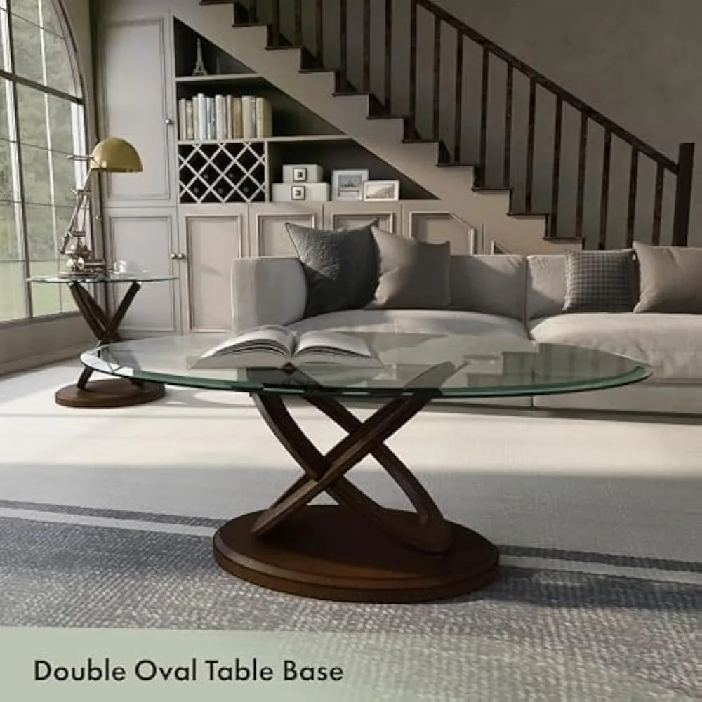 Xenda Modern Oval Glass Top Table with X-Shaped Base for Living Room, Bedroom, Home Office, 48 in, Dark Walnut Brown
Xenda Modern Oval Glass Top Table with X-Shaped Base for Living Room, Bedroom, Home Office, 48 in, Dark Walnut Brown