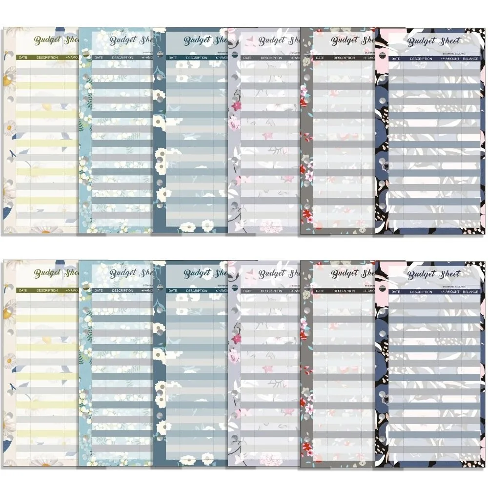 12Sheets A6 Loose Leaf Refill Budget Paper Flower Fruit Pattern Expense Tracker Refill Binder Paper for Cash Envelopes
12Sheets A6 Loose Leaf Refill Budget Paper Flower Fruit Pattern Expense Tracker Refill Binder Paper for Cash Envelopes