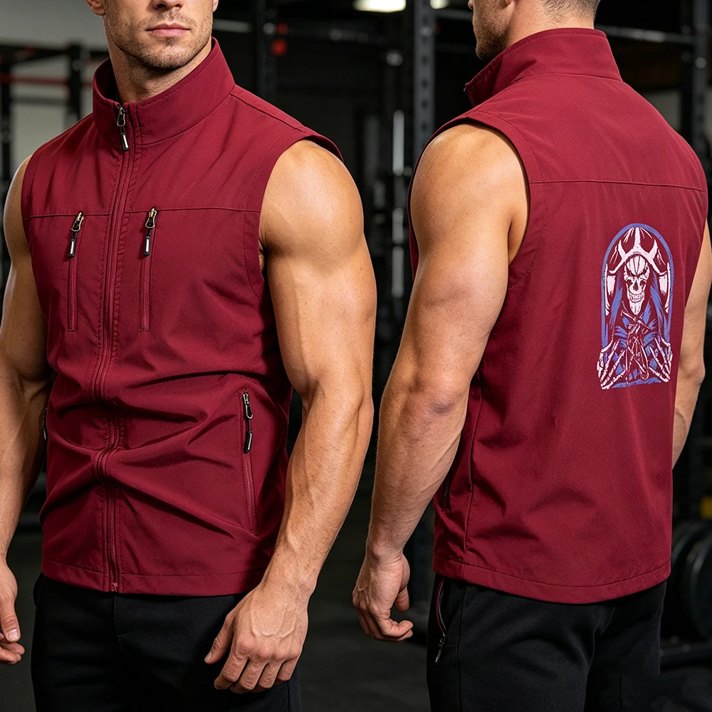 Men Black Sleeveless Tactical Vest Jacket Outdoor Casual Utility Streetwear Multi-Zipper Pocket Waistcoat Skeleton Reaper Print
Men Black Sleeveless Tactical Vest Jacket Outdoor Casual Utility Streetwear Multi-Zipper Pocket Waistcoat Skeleton Reaper Print