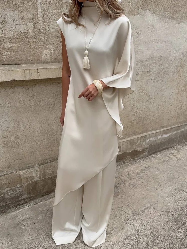 Absobe Asymmetrical Satin Maxi Dress Socialite Elegant Turtleneck Loose Sleeveless Gown Long Dress Solid Half Sleeve Streetwear
Absobe Asymmetrical Satin Maxi Dress Socialite Elegant Turtleneck Loose Sleeveless Gown Long Dress Solid Half Sleeve Streetwear