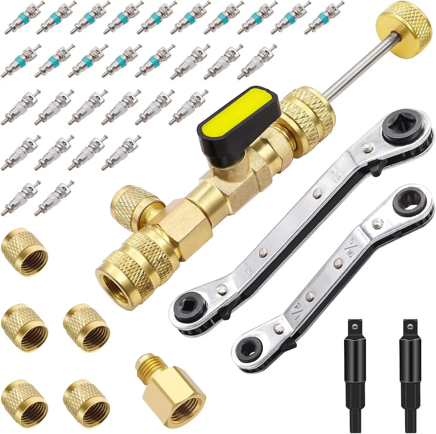 Инструмент для снятия сердечника клапана и набор гаечных ключей HVAC с 2 шестигранными адаптерами, 30 ядер, 5 латунными гайками
Инструмент для снятия сердечника клапана и набор гаечных ключей HVAC с 2 шестигранными адаптерами, 30 ядер, 5 латунными гайками