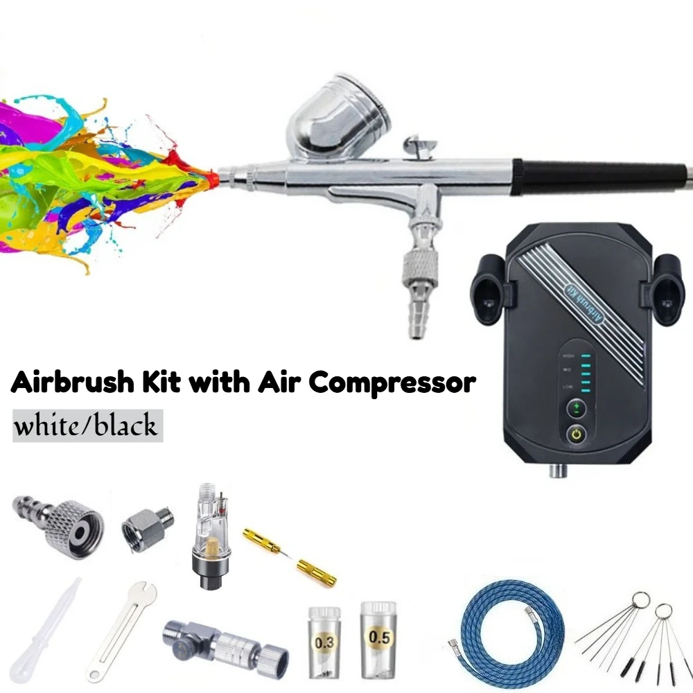 Airbrush Kit with Air Compressor High Pressure with 0.3/0.5mm Nozzle Cleaning Sets for Painting Nails Modeling Makeup Cake Decor
Airbrush Kit with Air Compressor High Pressure with 0.3/0.5mm Nozzle Cleaning Sets for Painting Nails Modeling Makeup Cake Decor