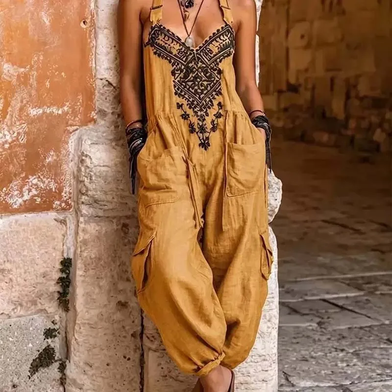 2026Women Boho Printed Halter Jumpsuit Sleeveless Drawstring Waist Multi Pocket Cargo Loose Summer Casual Outfits Women Jumpsuit
2026Women Boho Printed Halter Jumpsuit Sleeveless Drawstring Waist Multi Pocket Cargo Loose Summer Casual Outfits Women Jumpsuit