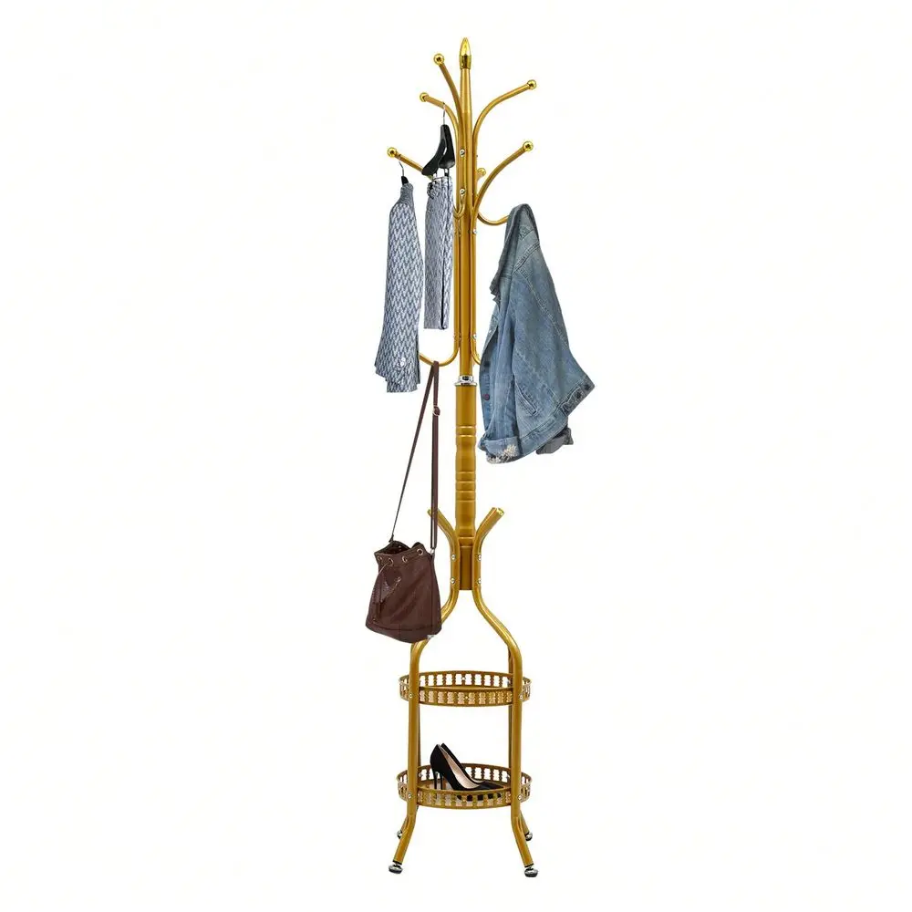 Metal Coat Rack Stand With Double Layer BasketCoat Rack Freestanding Hat Hall Tree With 12 Hooks For Hanging ScarfBagJacket
Metal Coat Rack Stand With Double Layer BasketCoat Rack Freestanding Hat Hall Tree With 12 Hooks For Hanging ScarfBagJacket
