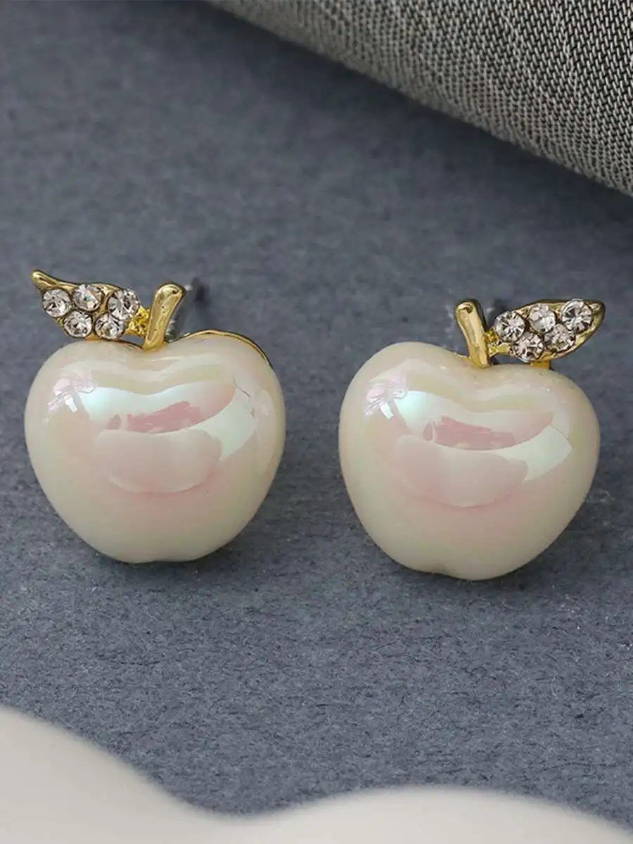 Shape Iridescent Pearl Stud Earrings With Rhinestone Leaf For Women
Shape Iridescent Pearl Stud Earrings With Rhinestone Leaf For Women