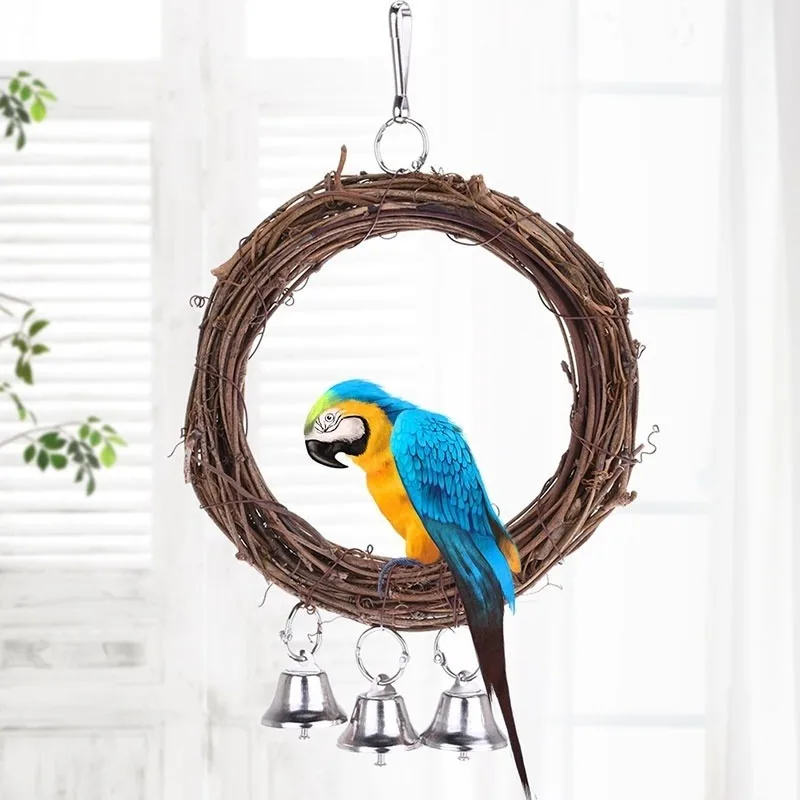 Parrot Toy Bird Stand Playing Rack Swing Wood Ring for Birds Hanging Toy with Bell Bird Accessories
Parrot Toy Bird Stand Playing Rack Swing Wood Ring for Birds Hanging Toy with Bell Bird Accessories