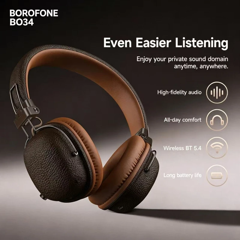 BOROFONE BO34 Over Ear Bluetooth Headphones Foldable HiFi Stereo Wireless Headset Sport Headphones with Mic for Gaming Running
BOROFONE BO34 Over Ear Bluetooth Headphones Foldable HiFi Stereo Wireless Headset Sport Headphones with Mic for Gaming Running