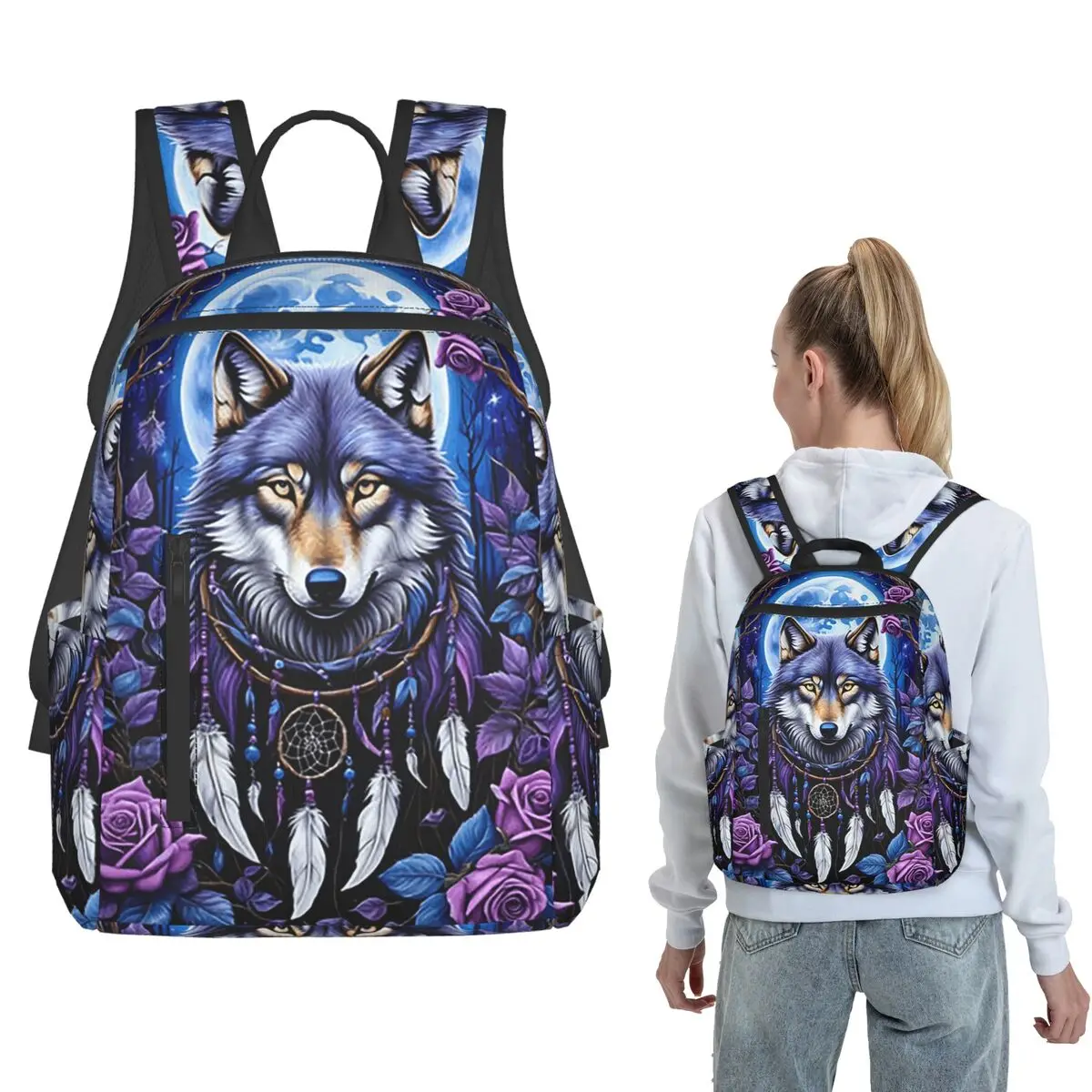 Dreamy Ethnic Style Wolf Backpack Daypack Children BookBag School Bag Shoulder Bags for Men Women
Dreamy Ethnic Style Wolf Backpack Daypack Children BookBag School Bag Shoulder Bags for Men Women